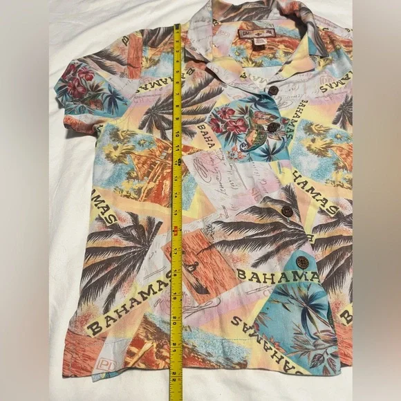 Caribbean Joe Women’s Multicolor Tropical Bahamas SS Button-Down Shirt Size L - Picture 12 of 12